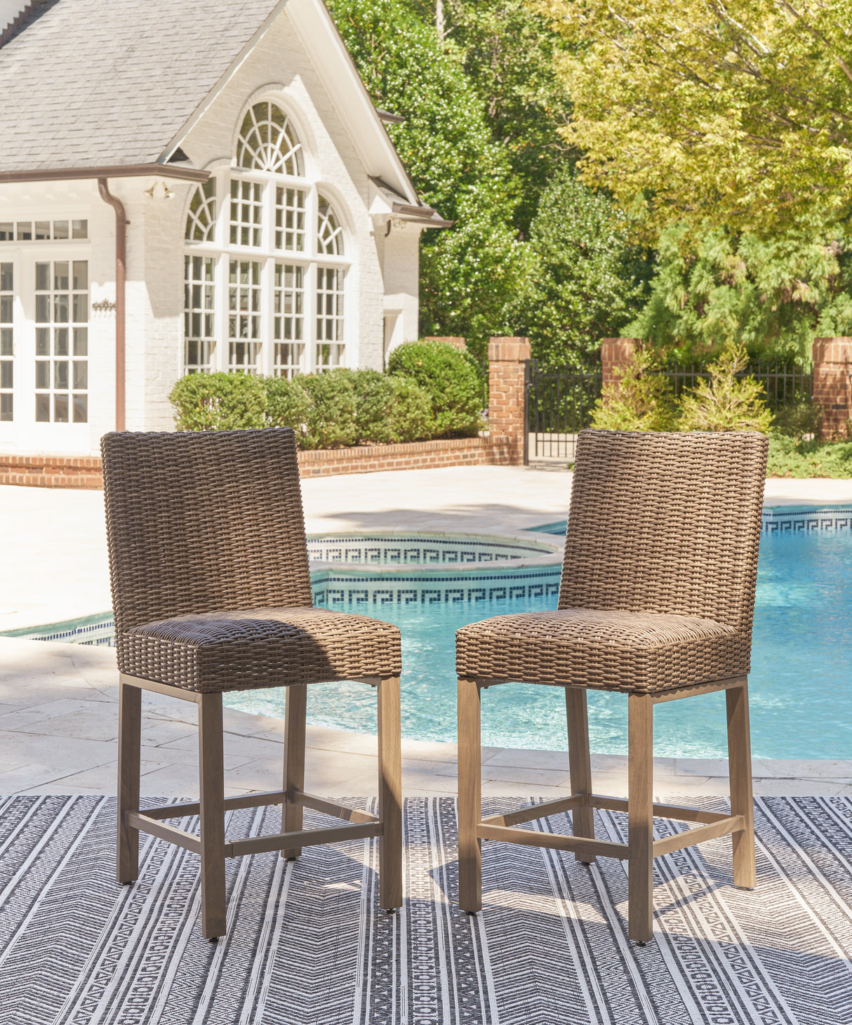 Mega Furniture - Ashley Furniture - Walton Bridge Outdoor - Barstool (Set of 2) / Driftwood - P749-130