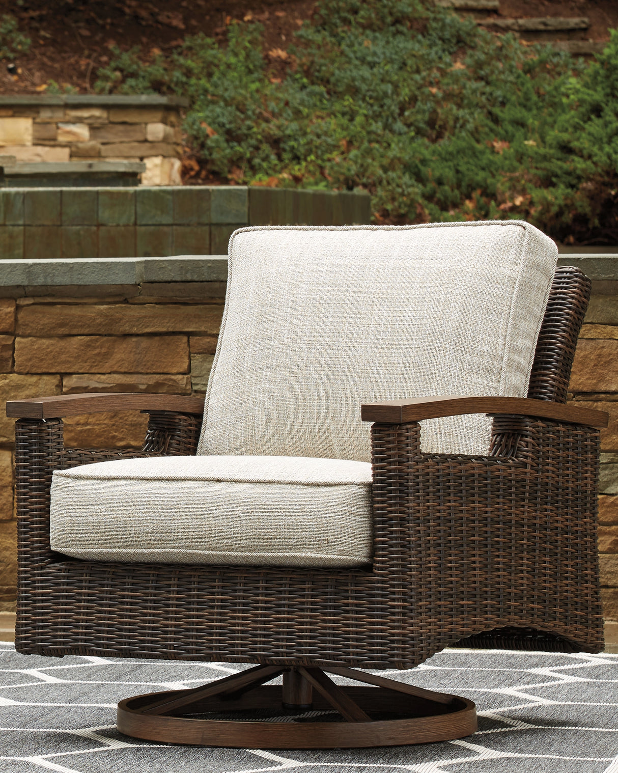 Mega Furniture - Ashley Furniture - Paradise Trail Outdoor - Swivel Lounge Chair (Set of 2) / Medium Brown - P750-821