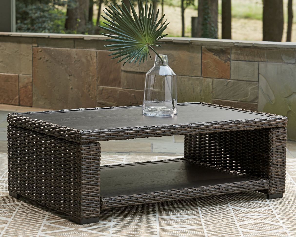 Mega Furniture - Ashley Furniture - Grasson Lane Outdoor - Rectangular Cocktail Table / Brown - P783-701