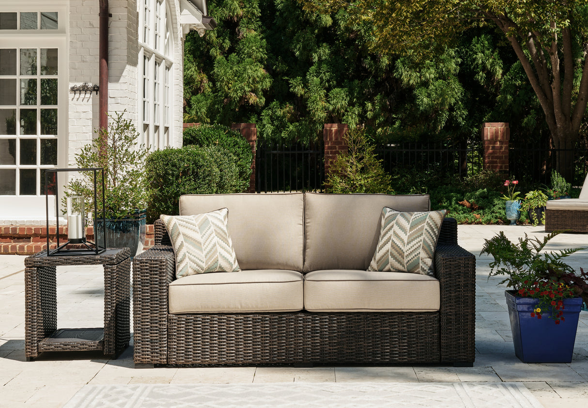 Mega Furniture - Ashley Furniture - Coastline Bay Outdoor - Loveseat w/Cushion / Brown - P784-835