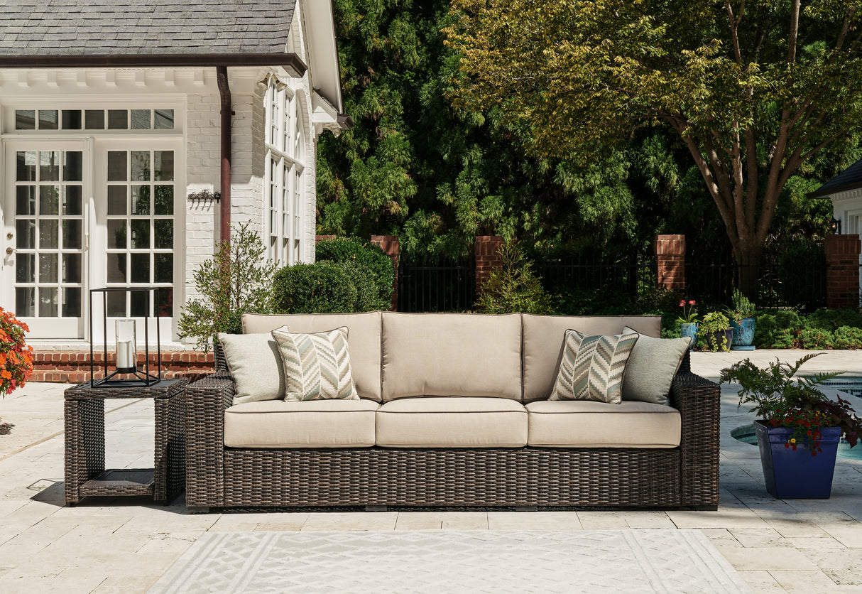 Mega Furniture - Ashley Furniture - Coastline Bay Outdoor - Sofa with Cushion / Brown - P784-838