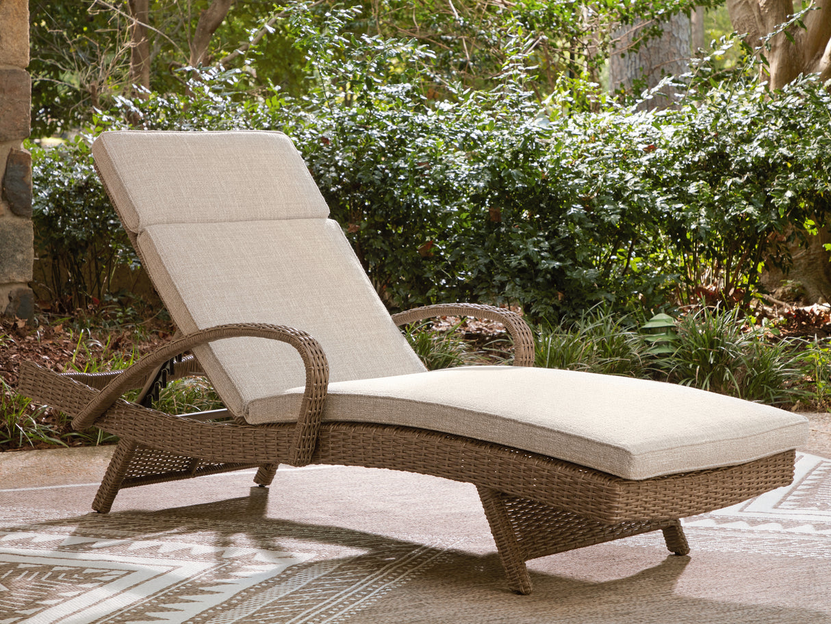 Mega Furniture - Ashley Furniture - Laguna Heights Outdoor - Chaise Lounge with Cushion / Beige - PCP790-815
