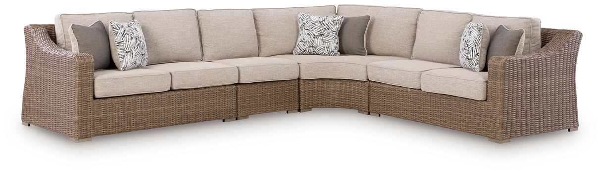 Mega Furniture - Ashley Furniture - Laguna Heights Outdoor - 4-Piece Outdoor Sectional / Beige - PCP790P2