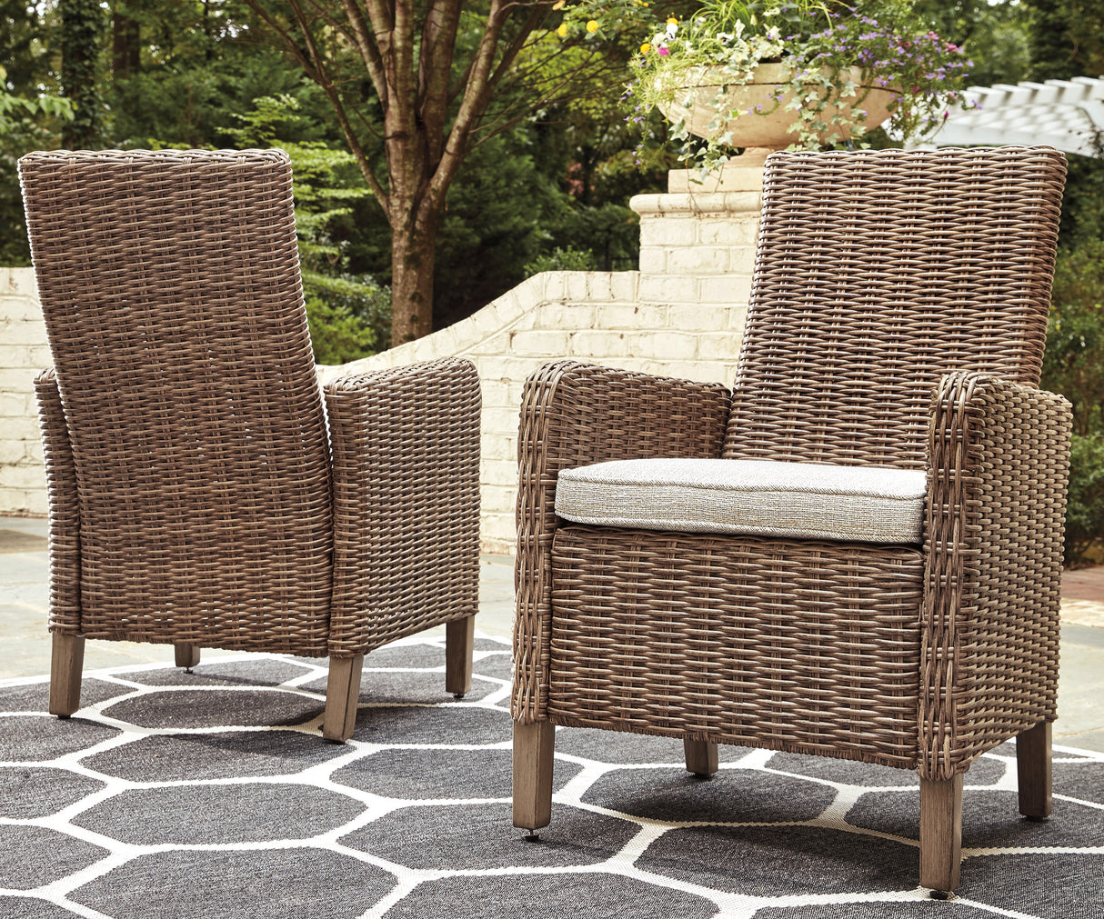 Mega Furniture - Ashley Furniture - Beachcroft Outdoor - Arm Chair With Cushion (Set of 2) / Beige - P791-601A