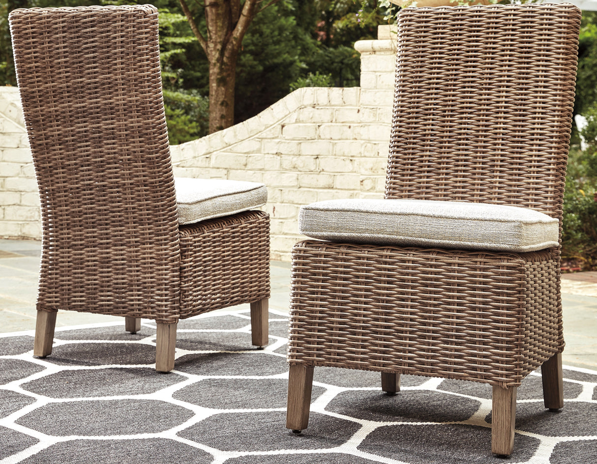 Mega Furniture - Ashley Furniture - Beachcroft Outdoor - Side Chair with Cushion (Set of 2) / Beige - P791-601