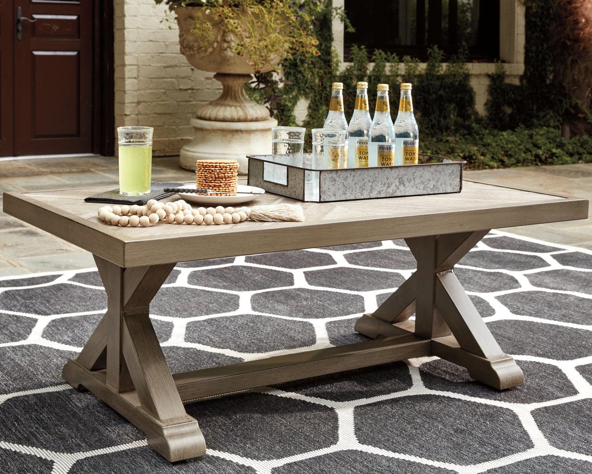 Mega Furniture - Ashley Furniture - Beachcroft Outdoor - Rectangular Cocktail Table / Beige - P791-701