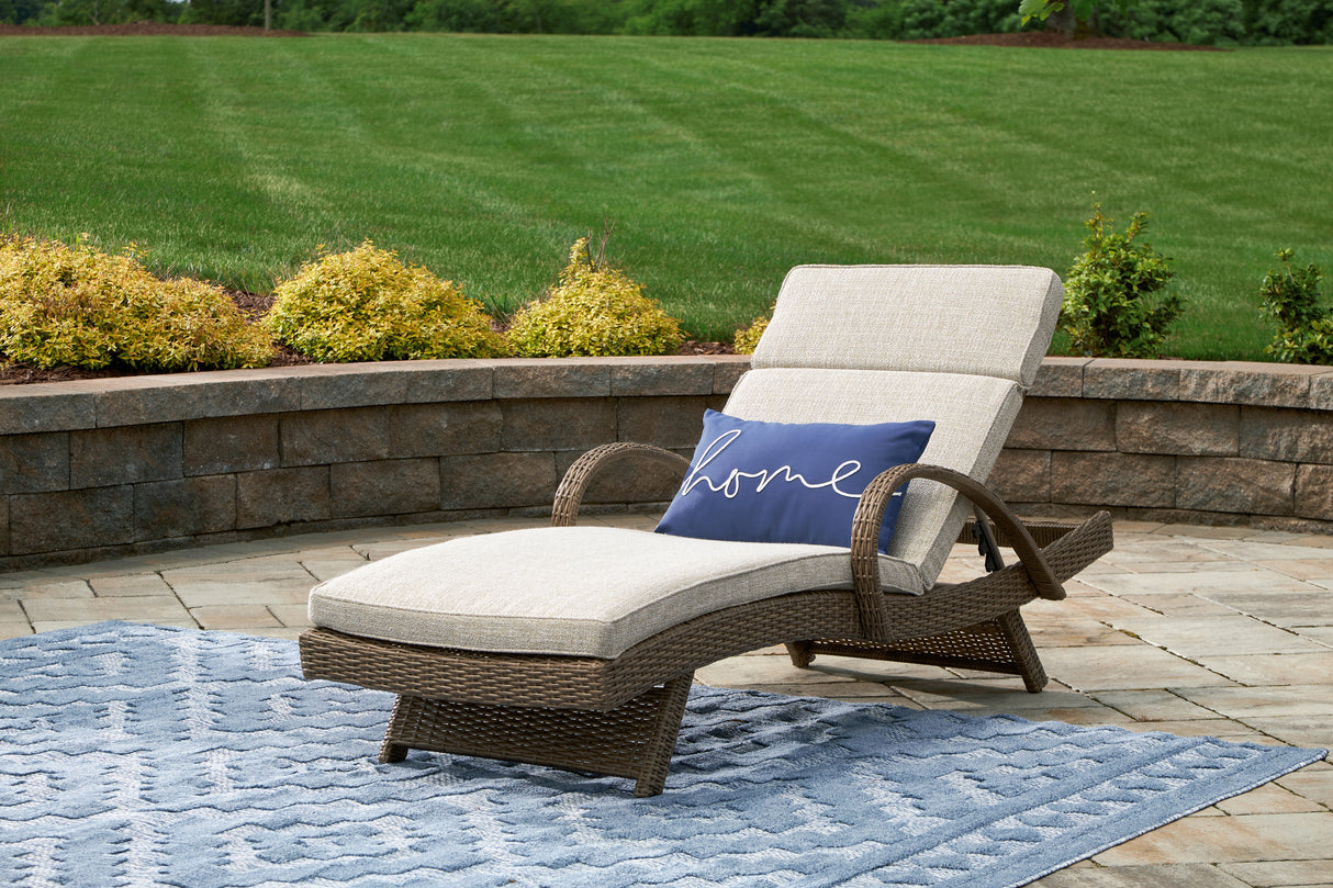 Mega Furniture - Ashley Furniture - Beachcroft Outdoor - Chaise Lounge with Cushion / Beige - P791-815