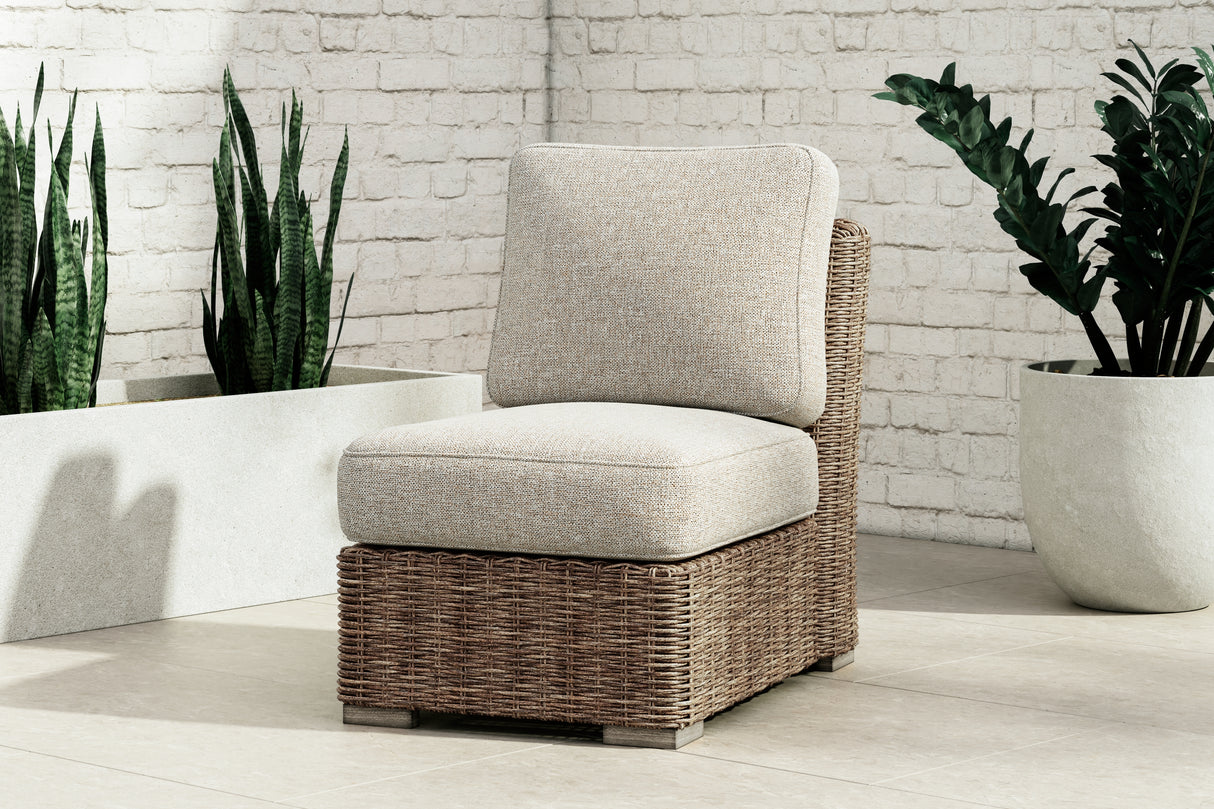 Mega Furniture - Ashley Furniture - Beachcroft Outdoor - Armless Chair w/Cushion / Beige - P791-846