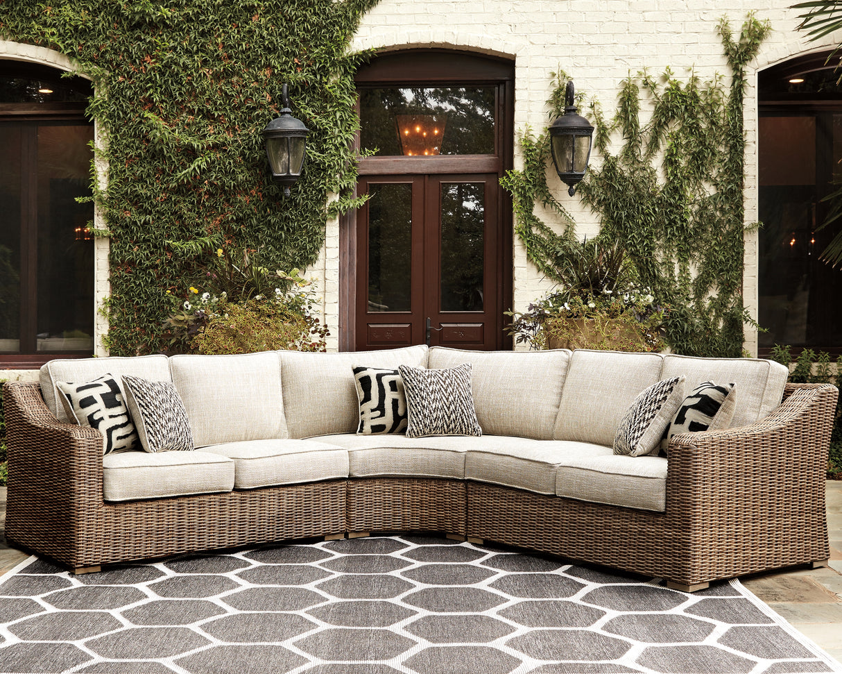 Mega Furniture - Ashley Furniture - Beachcroft Outdoor - 3-Piece Outdoor Seating Set / Beige - P791P6