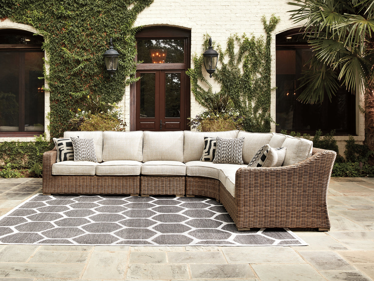Mega Furniture - Ashley Furniture - Beachcroft Outdoor - 4-Piece Outdoor Seating Set / Beige - P791P7