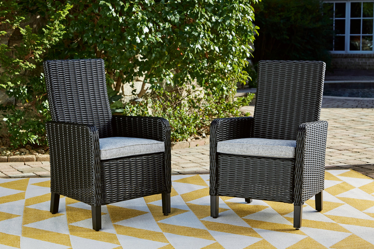 Mega Furniture - Ashley Furniture - Beachcroft Outdoor - Arm Chair With Cushion (Set of 2) / Black/Light Gray - P792-601A