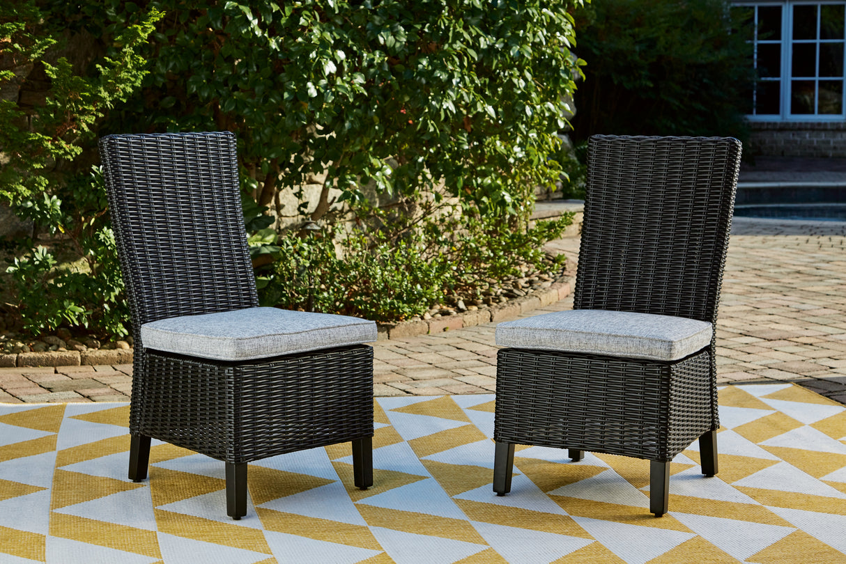 Mega Furniture - Ashley Furniture - Beachcroft Outdoor - Side Chair with Cushion (Set of 2) / Black/Light Gray - P792-601