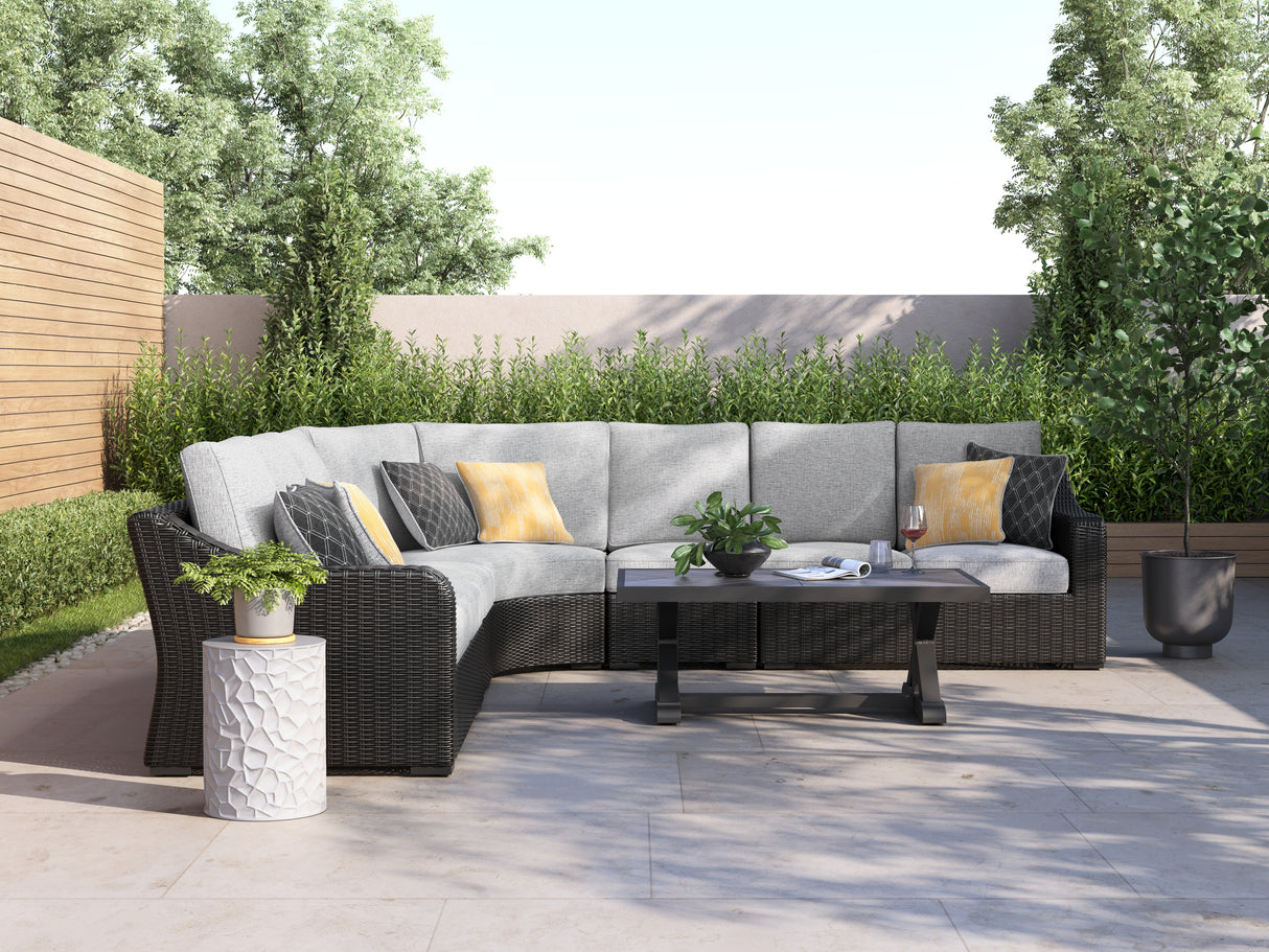 Mega Furniture - Ashley Furniture - Beachcroft Outdoor - 5-Piece Outdoor Sectional / Black/Light Gray - P792P6