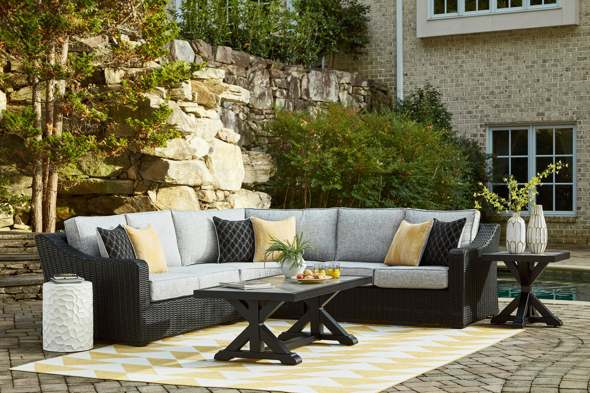 Mega Furniture - Ashley Furniture - Beachcroft Outdoor - 3-Piece Outdoor Sectional / Black/Light Gray - P792P1