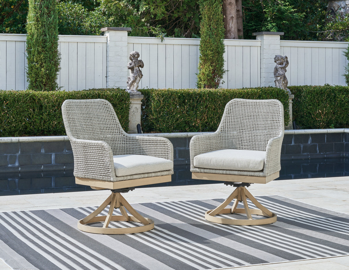 Mega Furniture - Ashley Furniture - Seton Creek Outdoor - Swivel Chair w/Cushion (Set of 2) / Gray - P798-602A