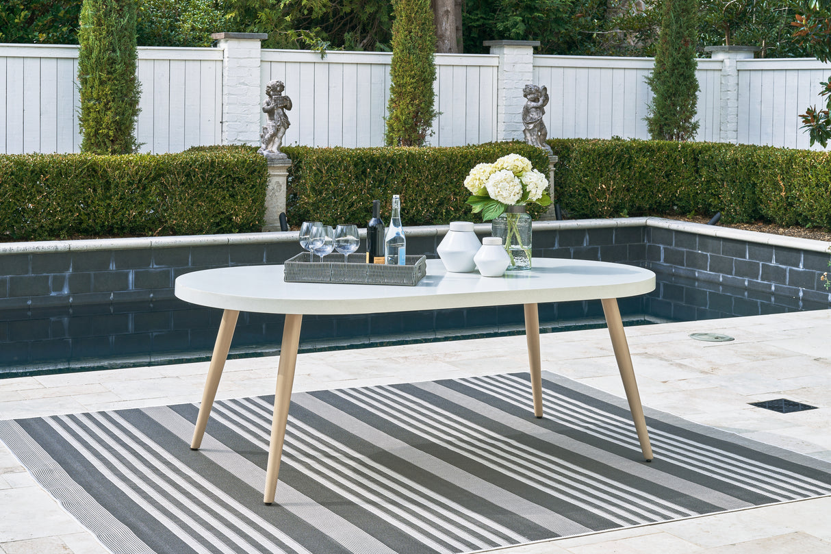 Mega Furniture - Ashley Furniture - Seton Creek Outdoor - Oval Dining Table w/UMB OPT / White - P798-625
