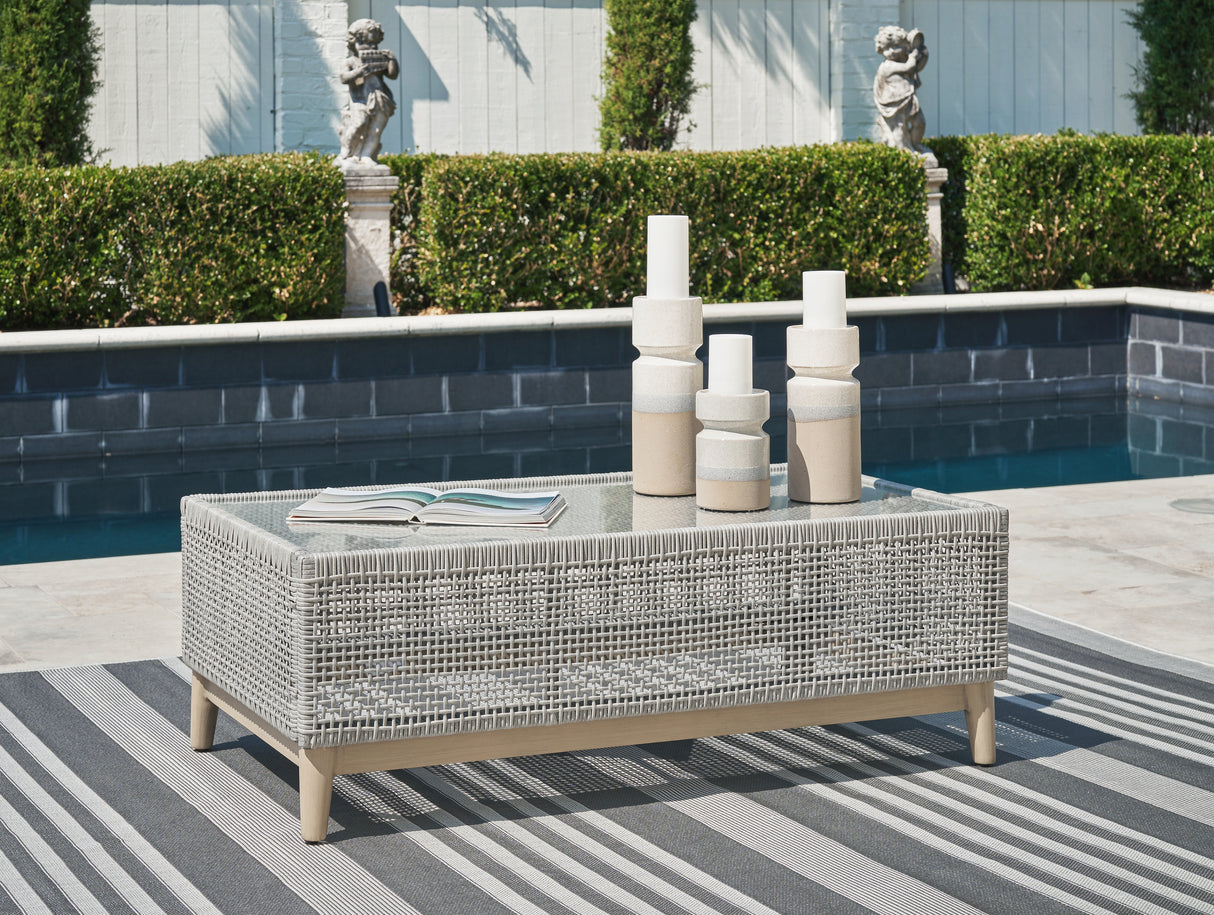 Mega Furniture - Ashley Furniture - Seton Creek Outdoor - Rectangular Cocktail Table / Gray - P798-701