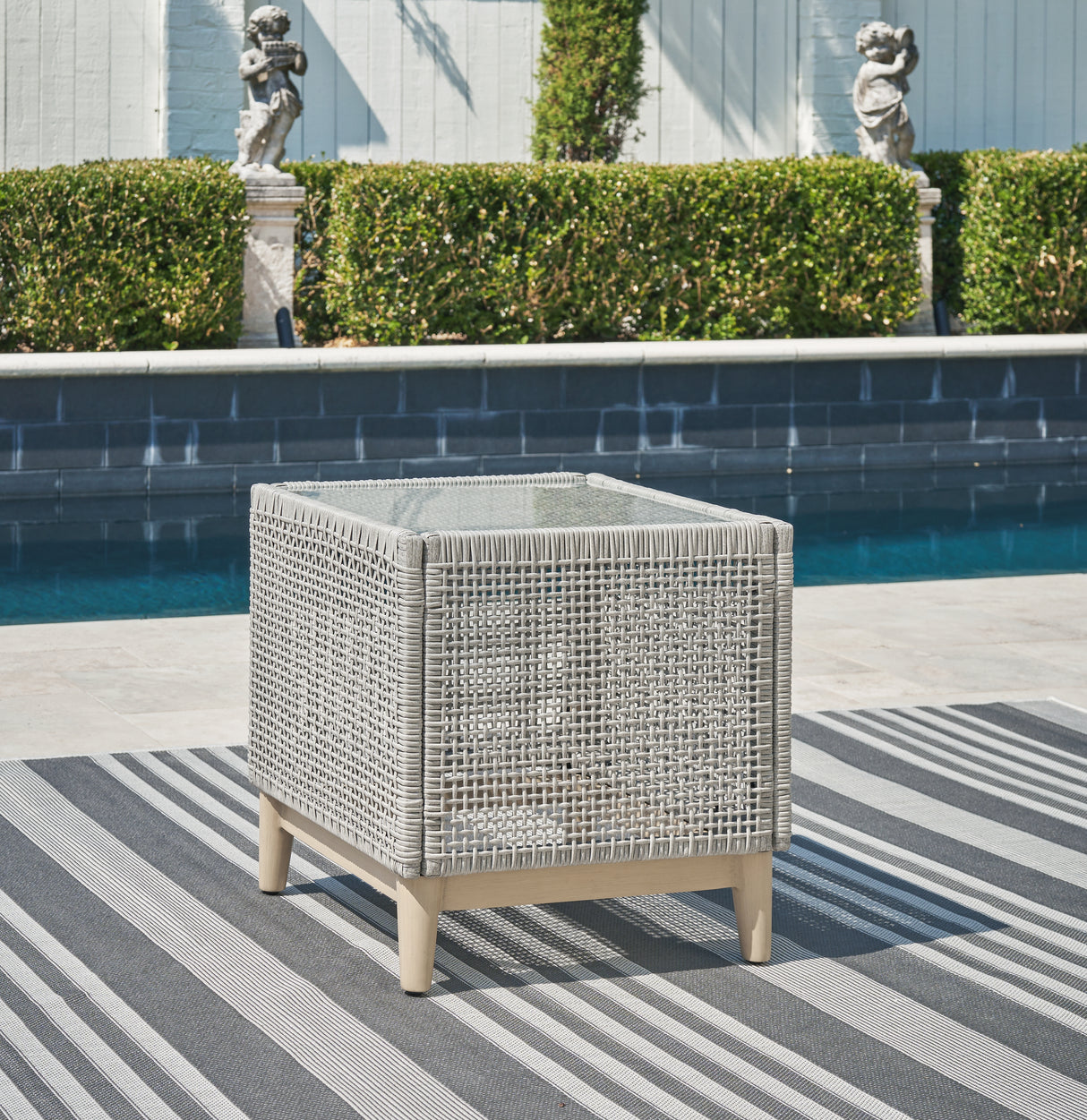 Mega Furniture - Ashley Furniture - Seton Creek Outdoor - Square End Table / Gray - P798-702