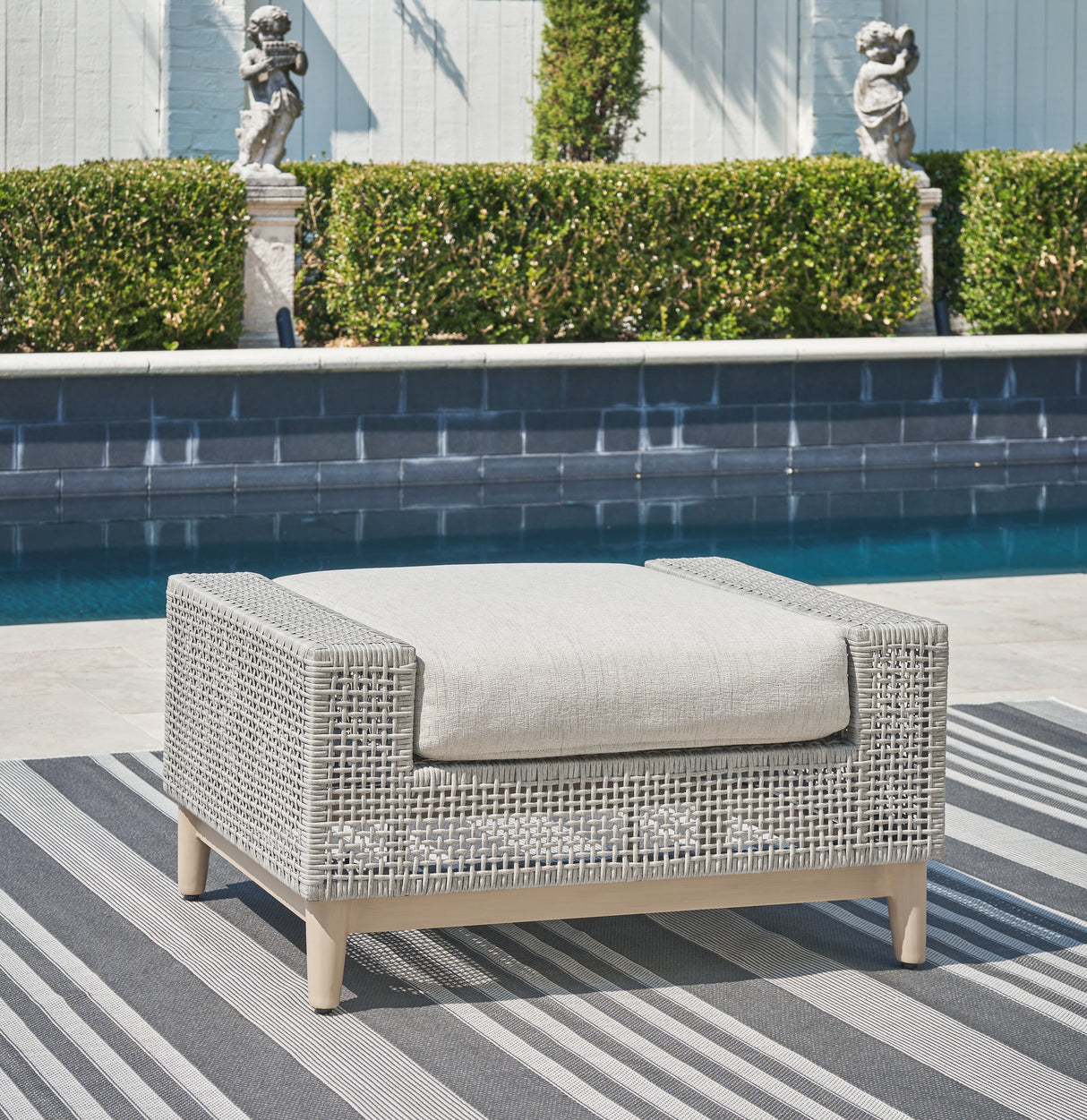 Mega Furniture - Ashley Furniture - Seton Creek Outdoor - Ottoman with Cushion / Gray - P798-814