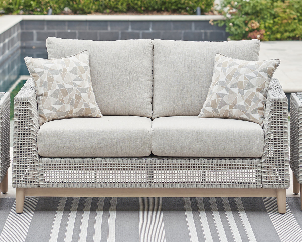 Mega Furniture - Ashley Furniture - Seton Creek Outdoor - Loveseat w/Cushion / Gray - P798-835