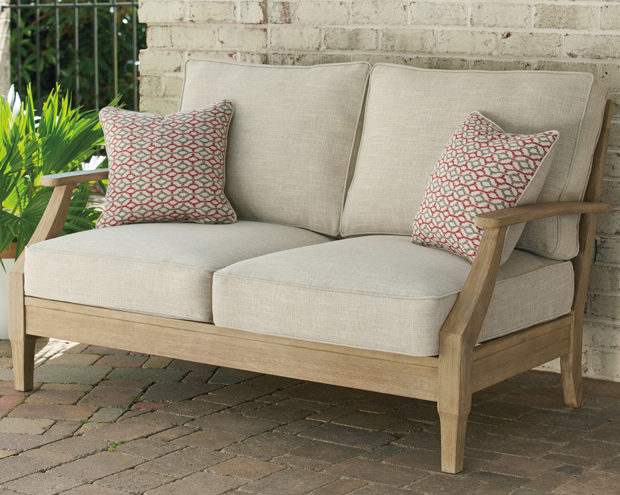 Mega Furniture - Ashley Furniture - Clare View Outdoor - Loveseat w/Cushion / Beige - P801-835
