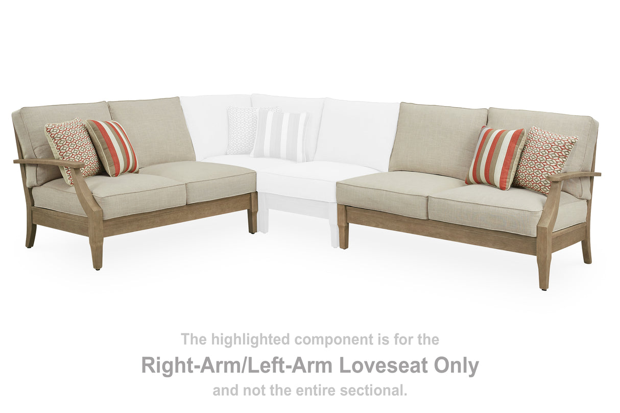Mega Furniture - Ashley Furniture - Clare View Outdoor - RAF/LAF Loveseat w/CUSH (Set of 2) / Beige - P801-854