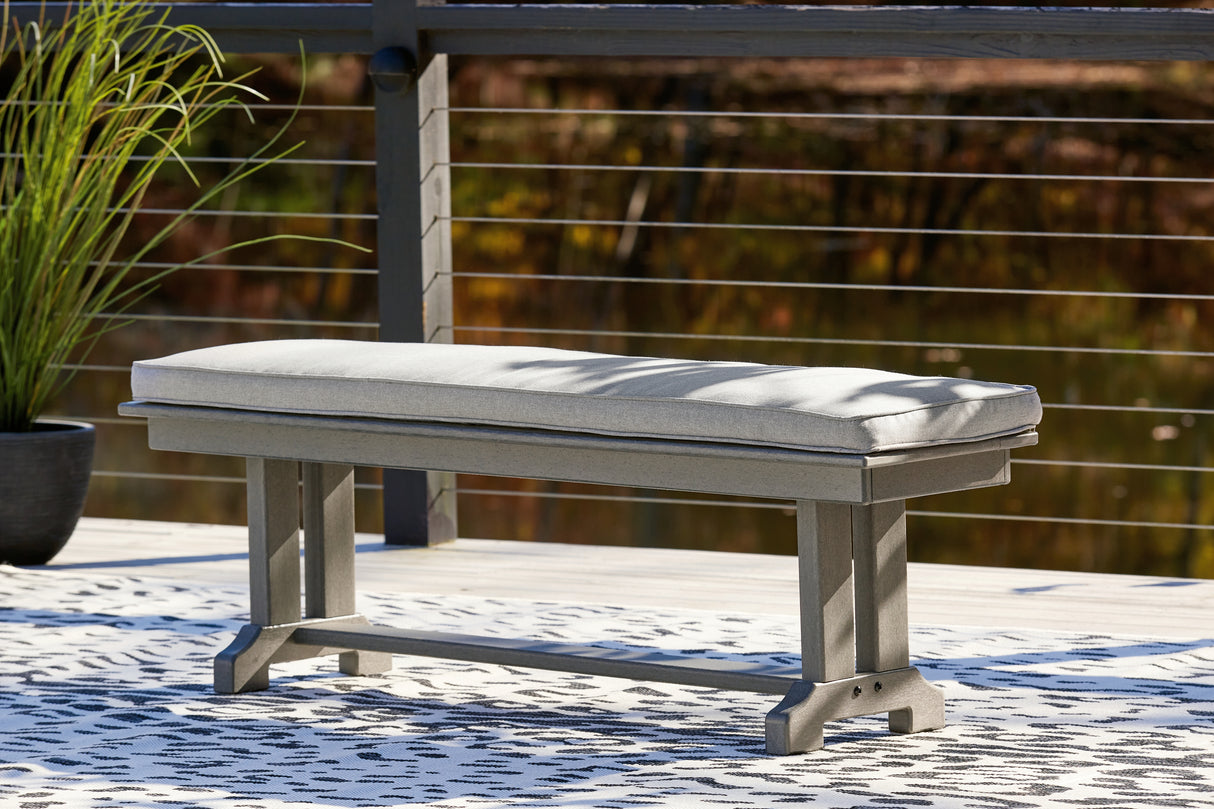 Mega Furniture - Ashley Furniture - Visola Outdoor - Bench with Cushion / Gray - P802-600