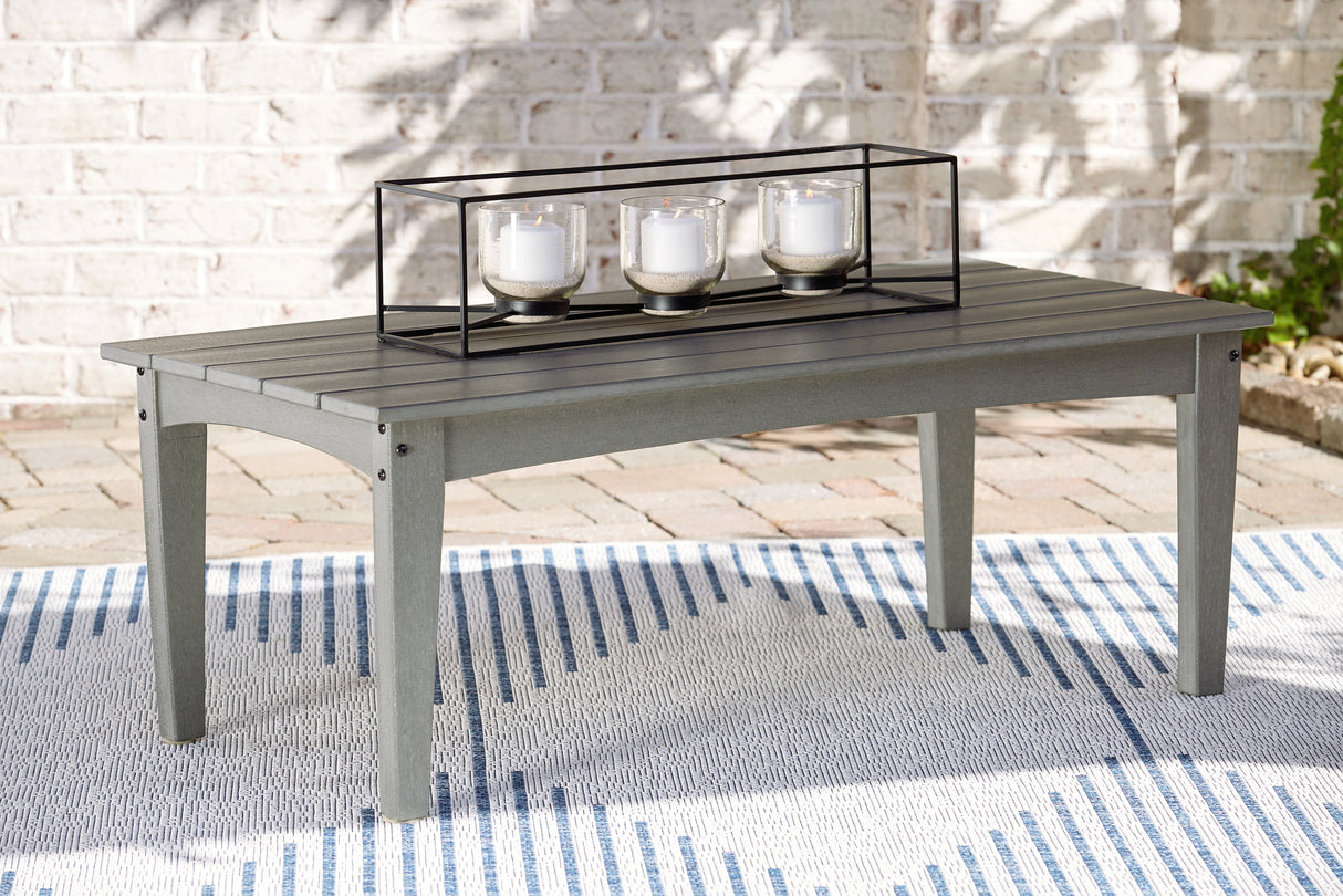 Mega Furniture - Ashley Furniture - Visola Outdoor - Rectangular Cocktail Table / Gray - P802-701