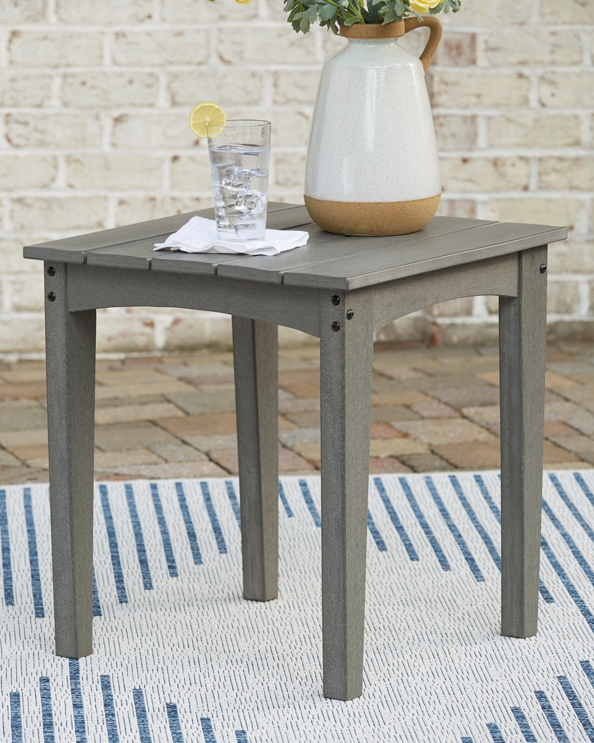 Mega Furniture - Ashley Furniture - Visola Outdoor - Square End Table / Gray - P802-702