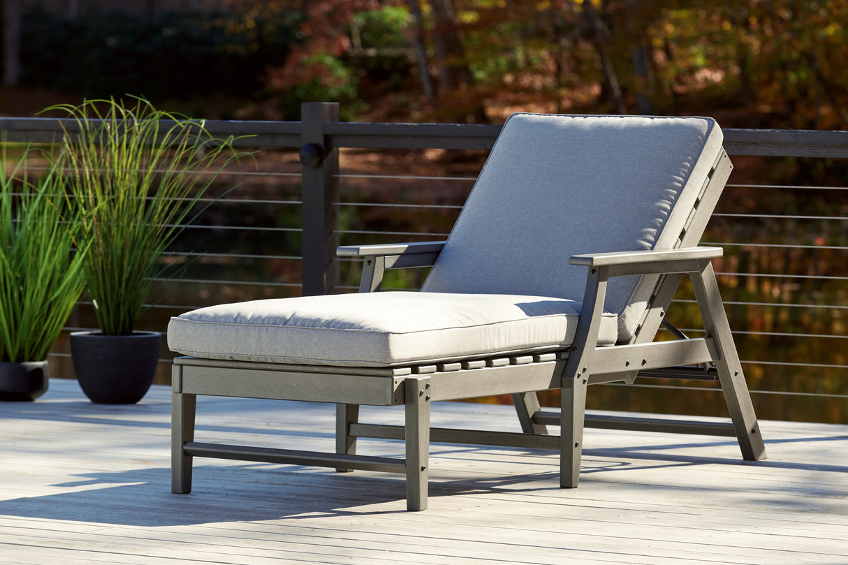 Mega Furniture - Ashley Furniture - Visola Outdoor - Chaise Lounge with Cushion / Gray - P802-815