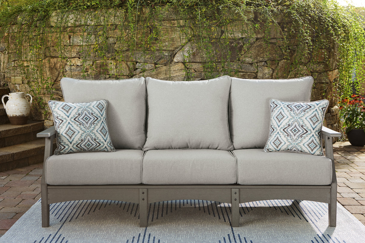 Mega Furniture - Ashley Furniture - Visola Outdoor - Sofa with Cushion / Gray - P802-838
