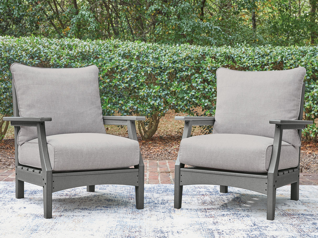 Mega Furniture - Ashley Furniture - Cove Beach Outdoor - Lounge Chair w/Cushion (Set of 2) / Gray - PCP803-820