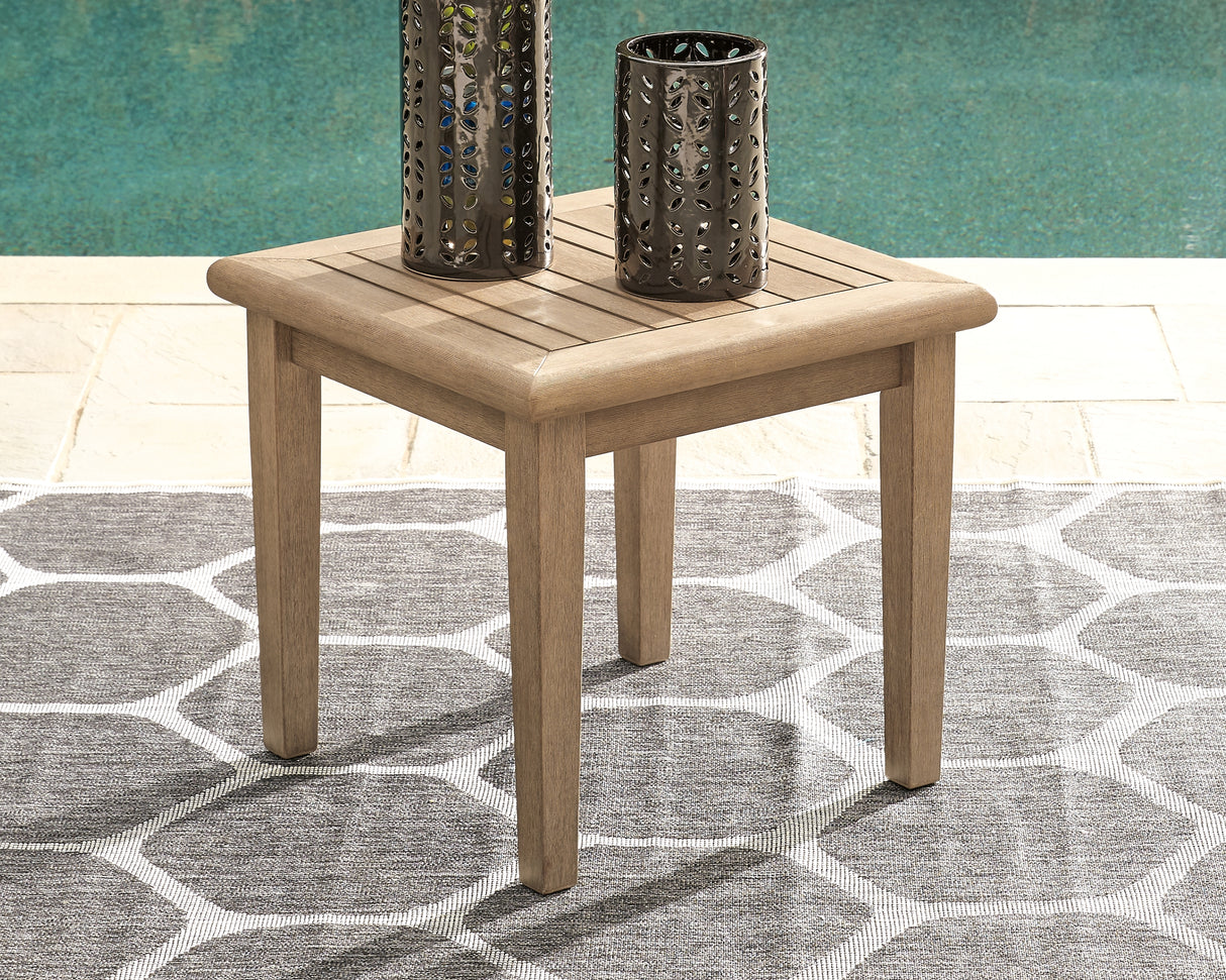 Mega Furniture - Ashley Furniture - Gerianne Outdoor - Square End Table / Grayish Brown - P805-702