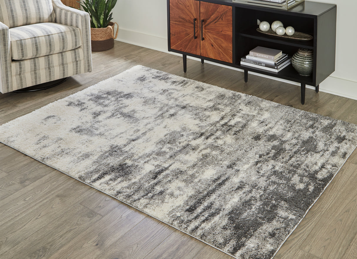 Mega Furniture - Ashley Furniture - Gerdie Rug - 7'10" x 10' Rug / Cream/Gray - R404991