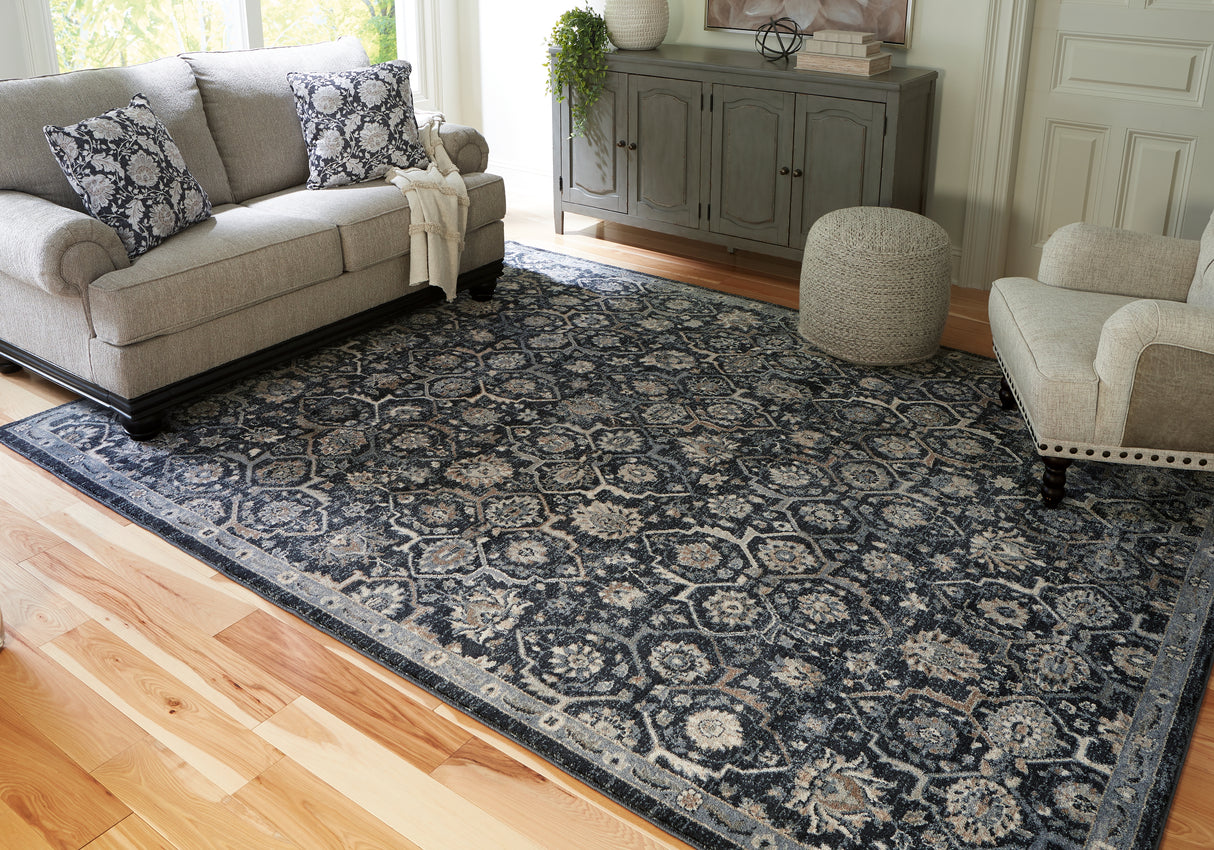 Mega Furniture - Ashley Furniture - Hilcott Rug - 7'10" x 10'6" Rug / Blue/Cream/Brown - R406111