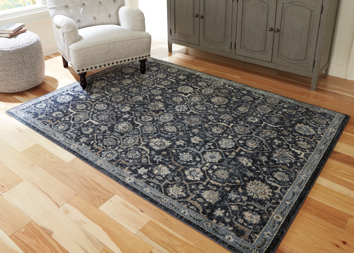 Mega Furniture - Ashley Furniture - Hilcott Rug - 5'3" x 7'3" Rug / Blue/Cream/Brown - R406112