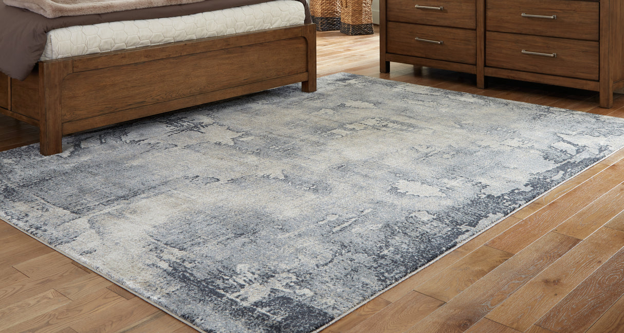 Mega Furniture - Ashley Furniture - Langrich Rug - 5'3" x 7'3" Rug / Blue/Gray/Cream - R406132