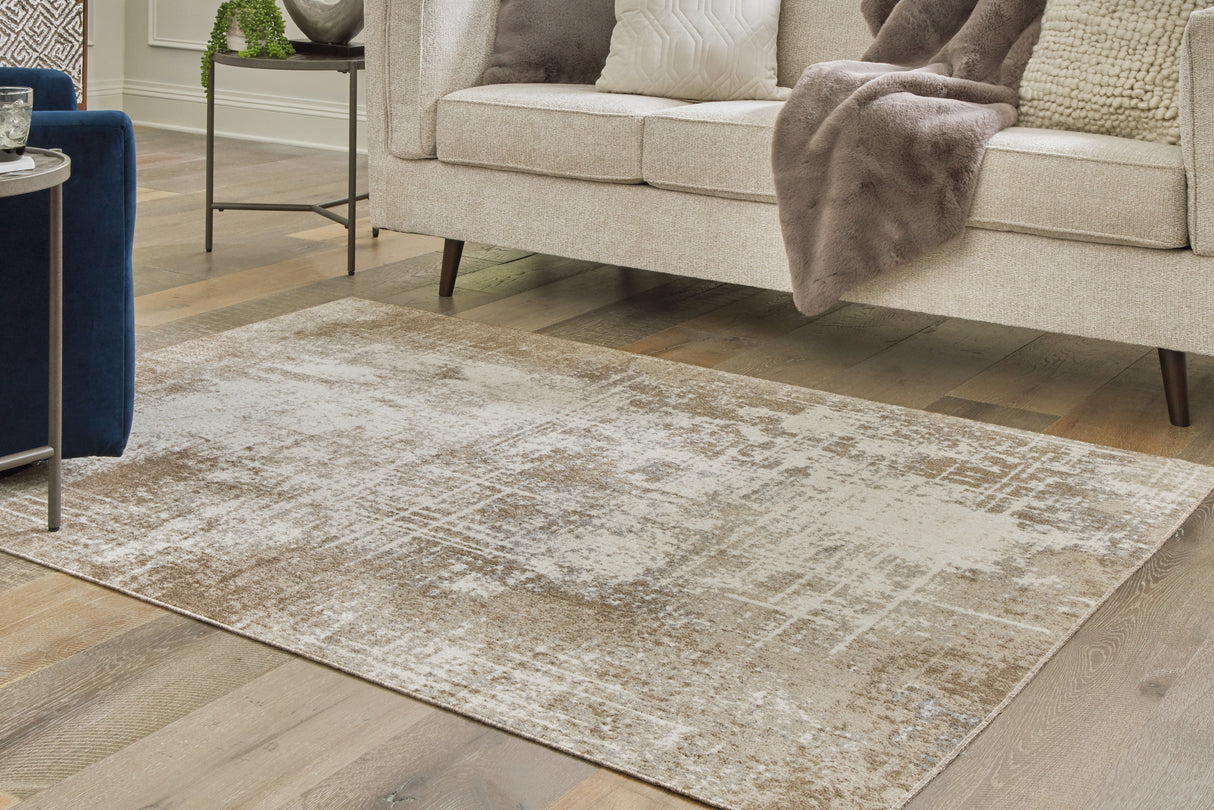 Mega Furniture - Ashley Furniture - Grifflain Rug - 5'1" x 7' Washable Rug / Tan/Brown/Gray - R406232