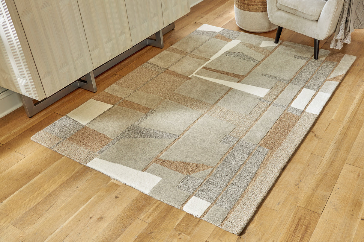 Mega Furniture - Ashley Furniture - Abbotton Rug - 8' x 10' Rug / Taupe/Gray/Caramel - R406331