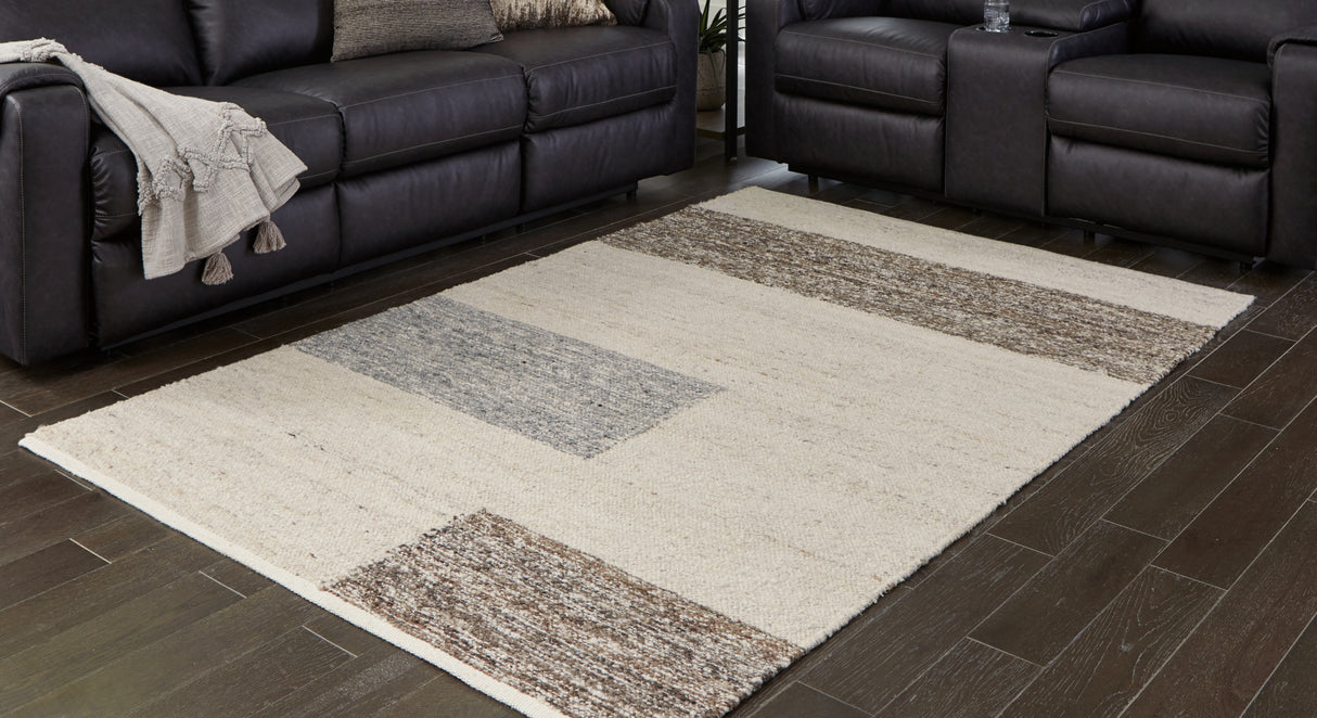 Mega Furniture - Ashley Furniture - Barus Rug - 5' x 7' Rug / Beige/Brown/Gray - R406402