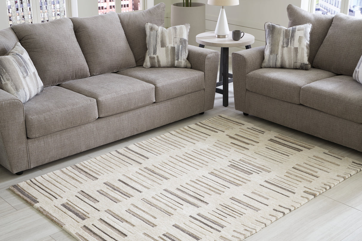 Mega Furniture - Ashley Furniture - Leesdale Rug - 5' x 7' Rug / Ivory/Brown/Black - R406422