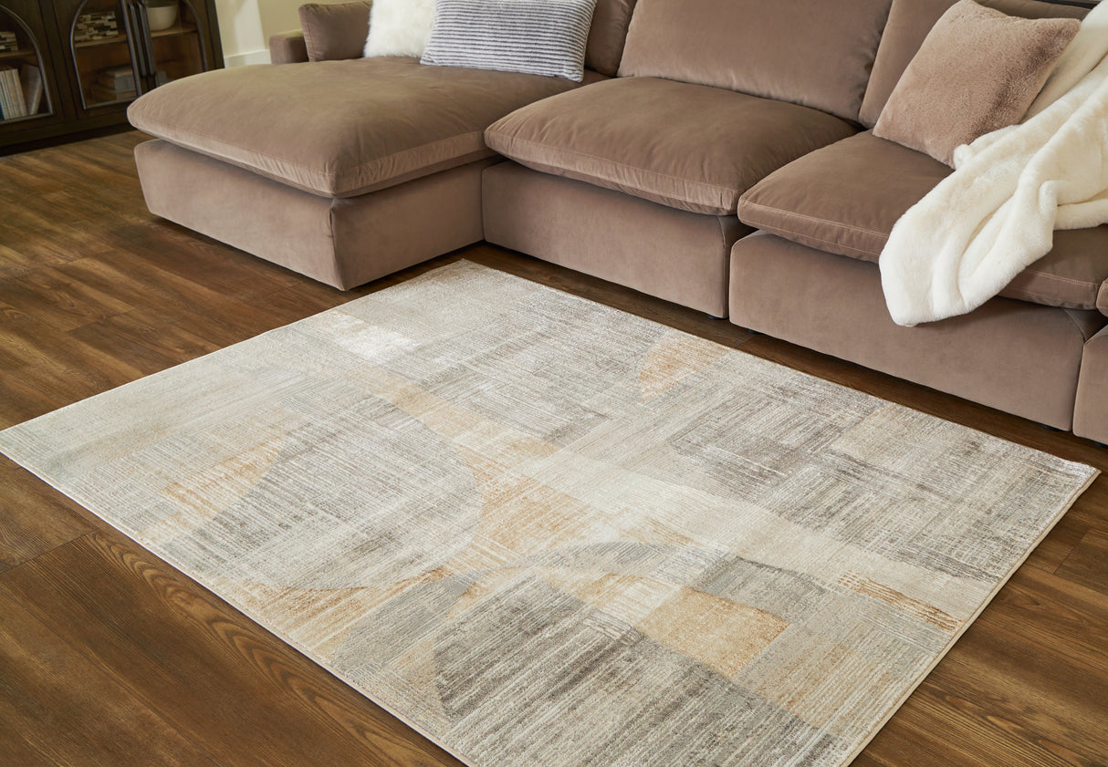 Mega Furniture - Ashley Furniture - Truward Rug - 8' x 10' Rug / Linen/Gray/Caramel - R406471