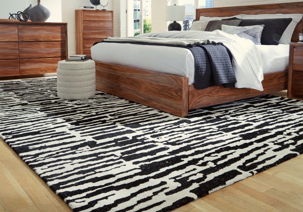 Mega Furniture - Ashley Furniture - Bramshaw Rug - 10' x 14' Rug / Black/Ivory - R406760
