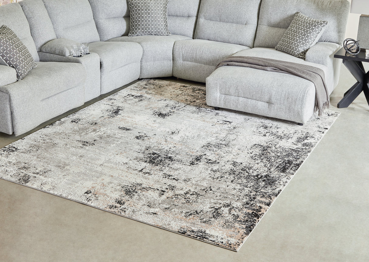 Mega Furniture - Ashley Furniture - Langwell Rug - 8' x 10' Rug / Black/Gray/White - R406781