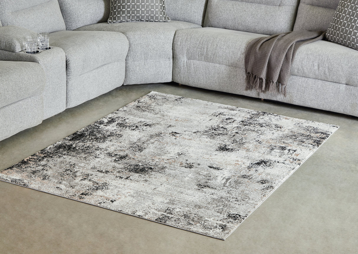 Mega Furniture - Ashley Furniture - Langwell Rug - 5' x 7' Rug / Black/Gray/White - R406782