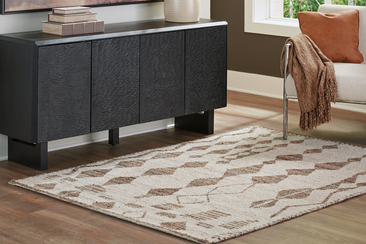Mega Furniture - Ashley Furniture - Brettler Rug - 5' x 7' Rug / Beige/Brown - R406792