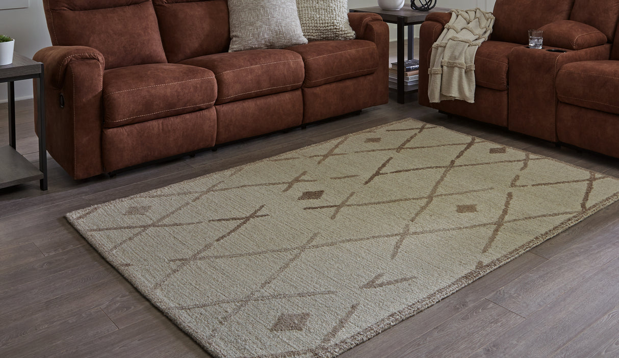 Mega Furniture - Ashley Furniture - Guyford Rug - 5' x 7' Rug / Beige/Brown - R406872