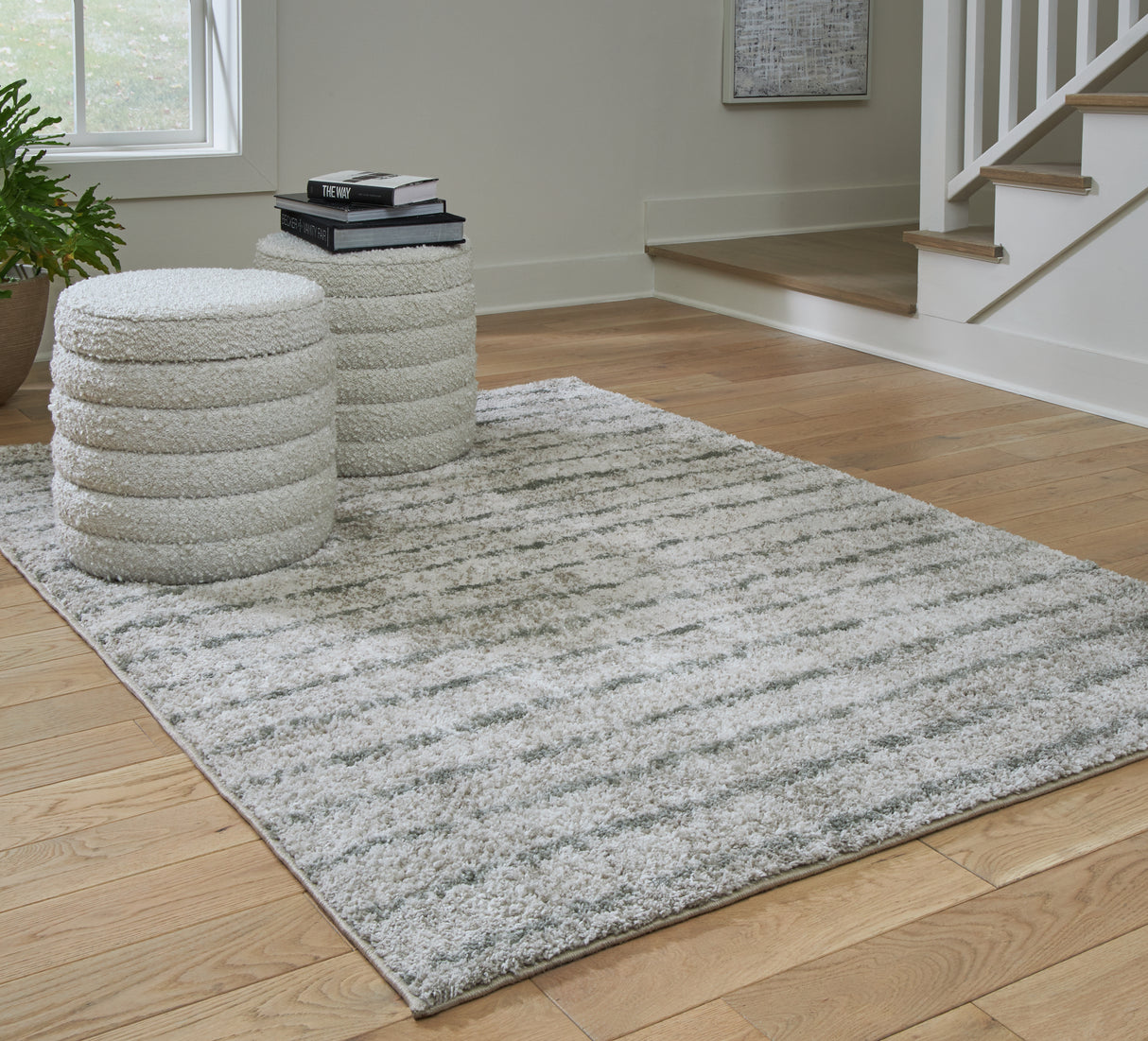Mega Furniture - Ashley Furniture - Laddway Rug - 5' x 7' Rug / Cream/Green - R406882