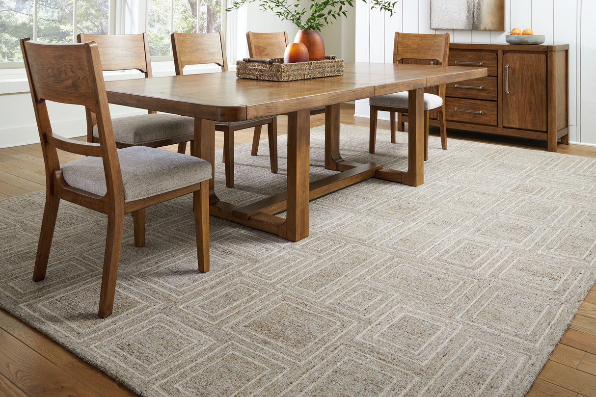 Mega Furniture - Ashley Furniture - Brickburgh Rug - 10' x 14' Rug / Gray/Ivory/Honey - R406900