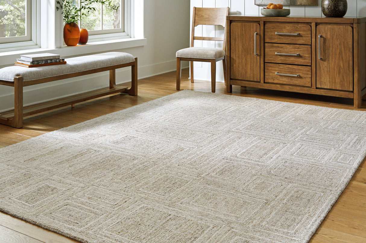 Mega Furniture - Ashley Furniture - Brickburgh Rug - 8' x 10' Rug / Gray/Ivory/Honey - R406901
